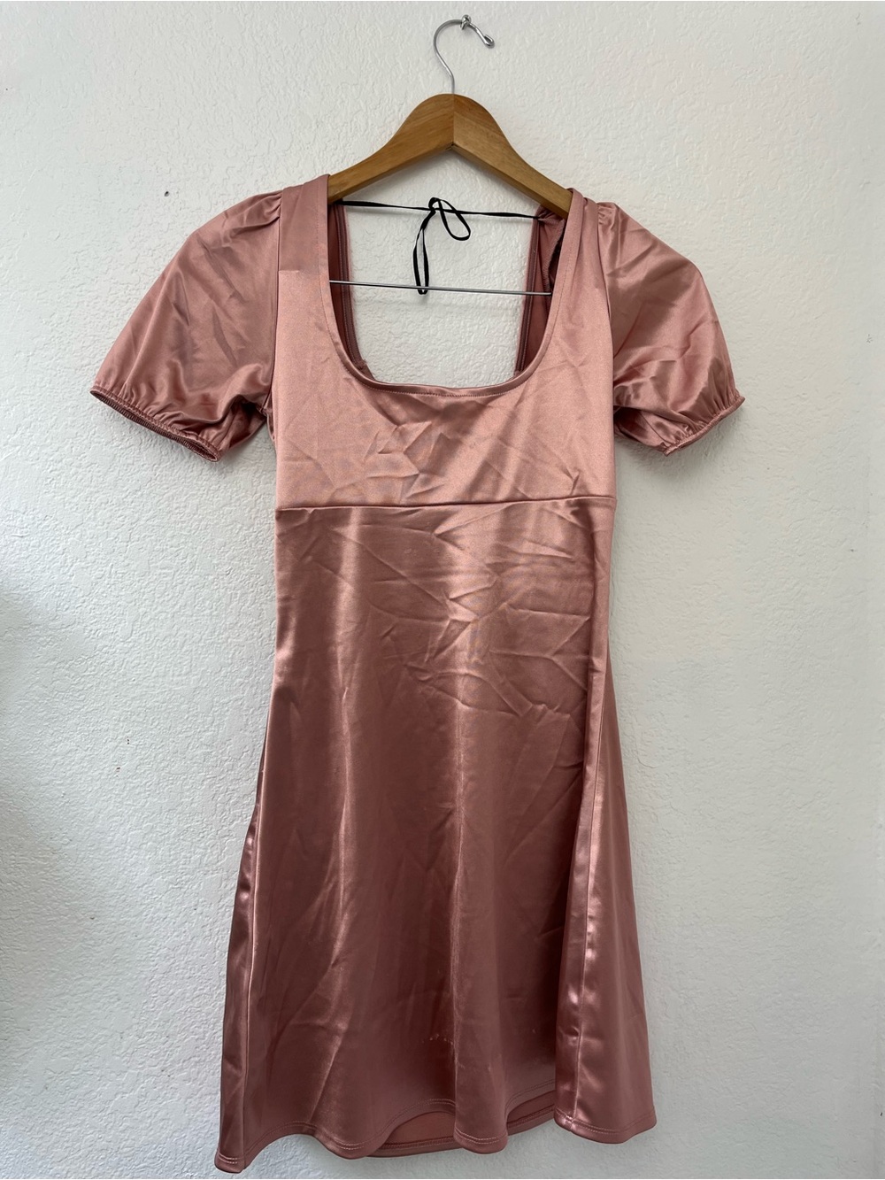 Divided Satin Mini Dress in Rose Pink